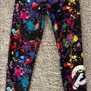 Peloton Terez Neon Paint Splatter Capri